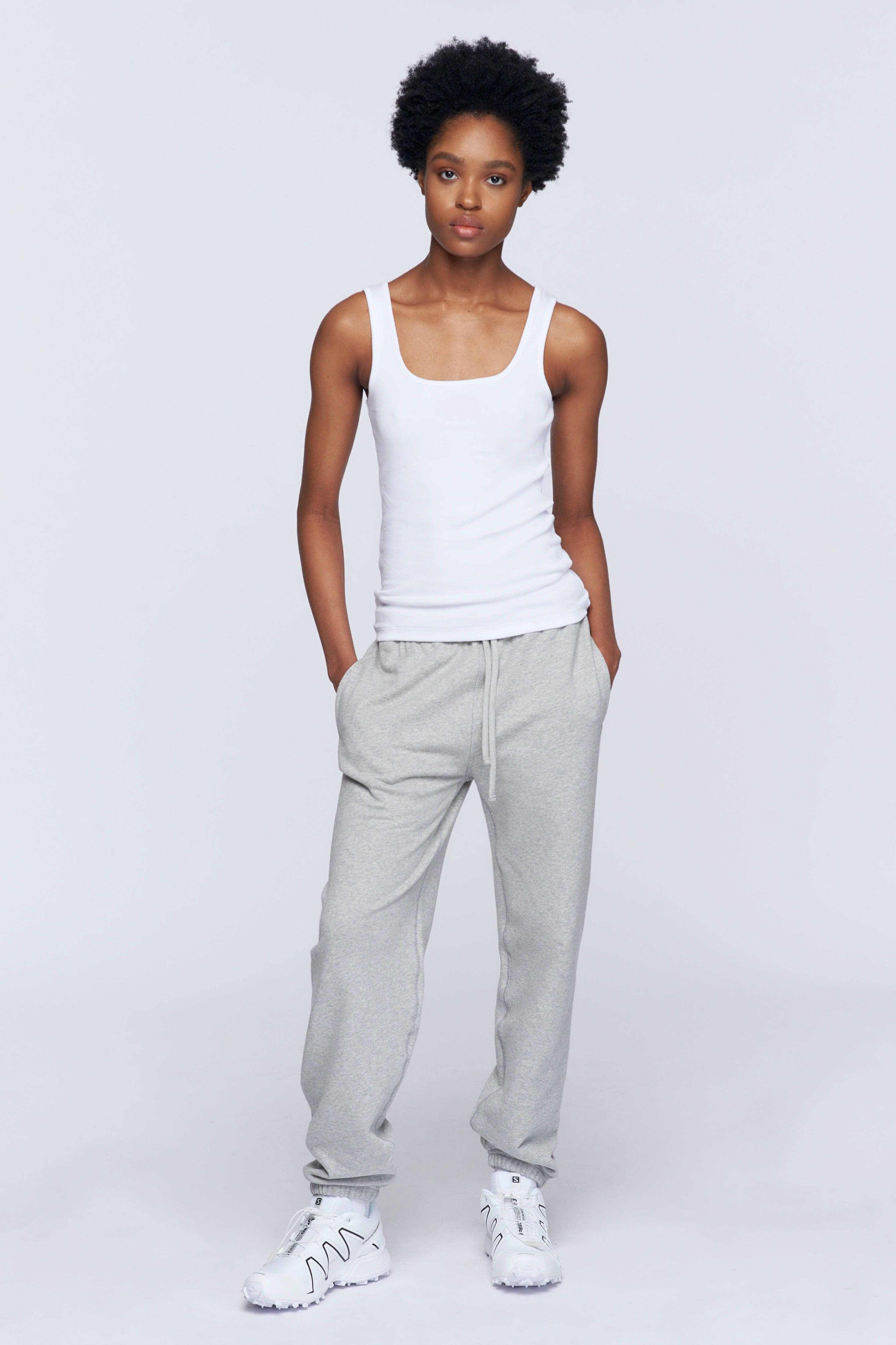 Women’s Square Neck Tank in White sold by Kotn