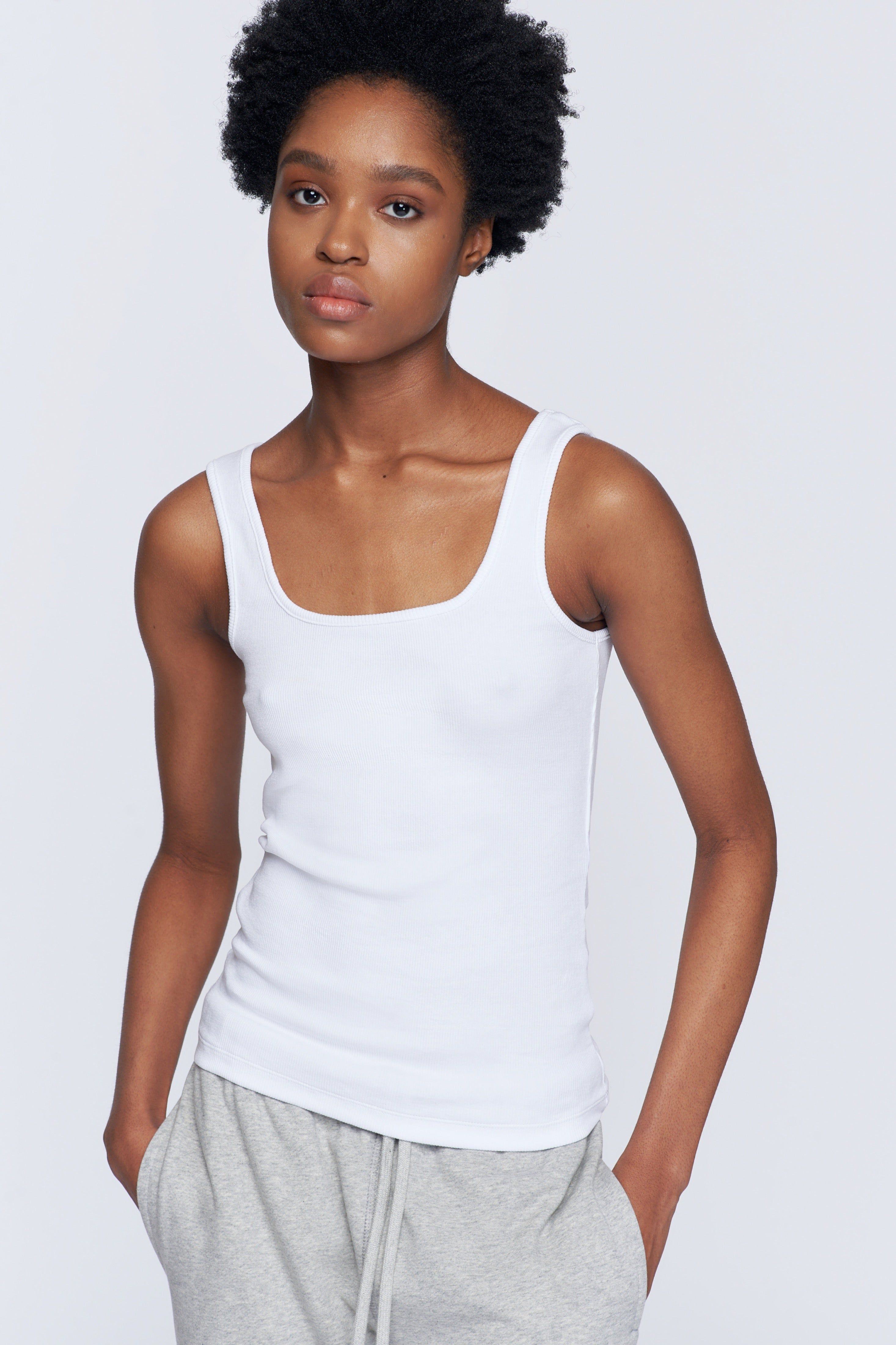 Women’s Square Neck Tank in White sold by Kotn product image thumbnail 2
