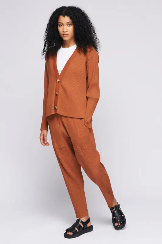 Unisex Rib Cardigan in Terracotta sold by Kotn
