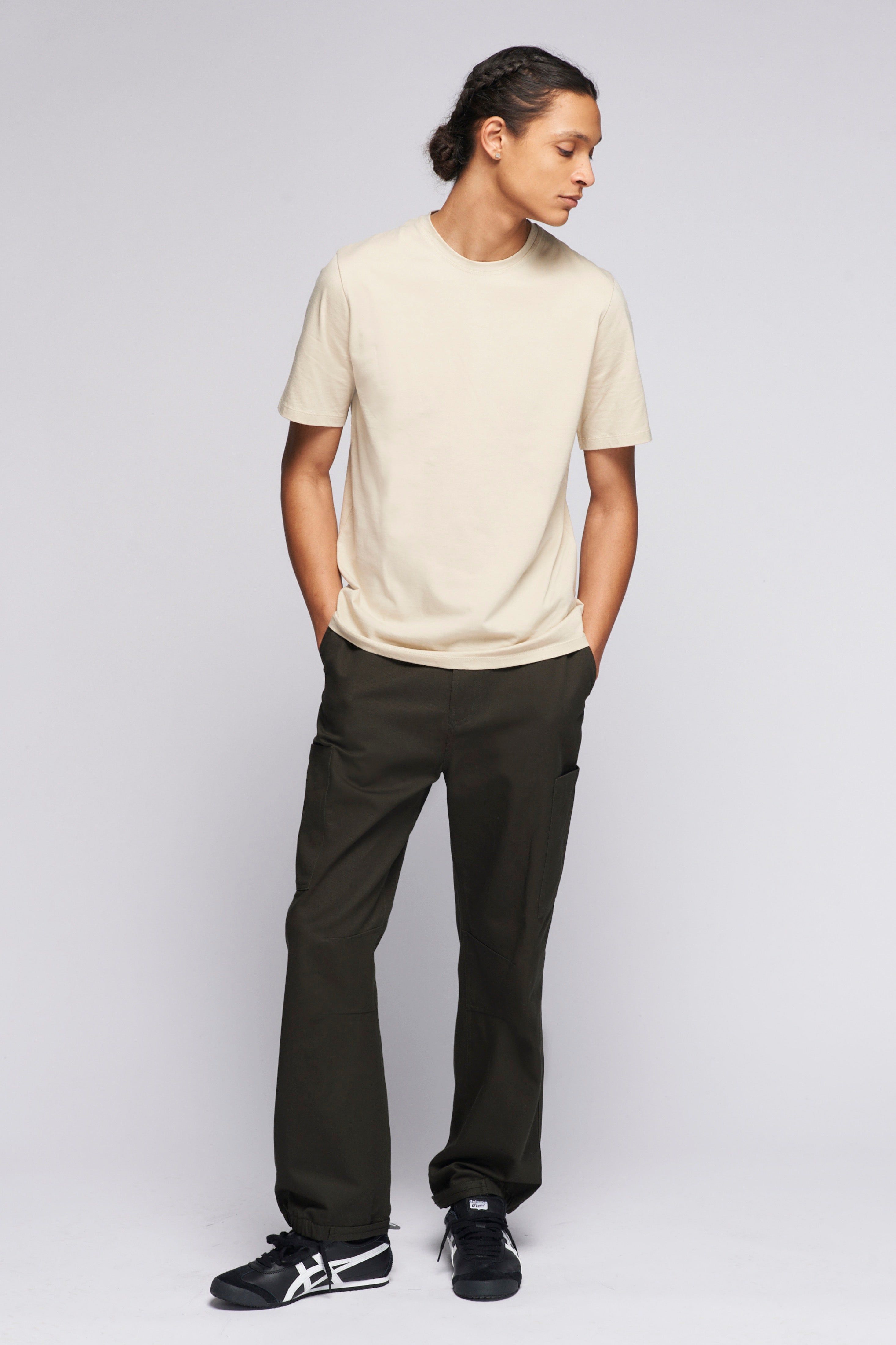 Men's Essential Crew in White Sand sold by Kotn