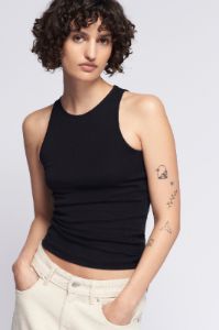 Women's High Neck Tank in Black sold by Kotn
