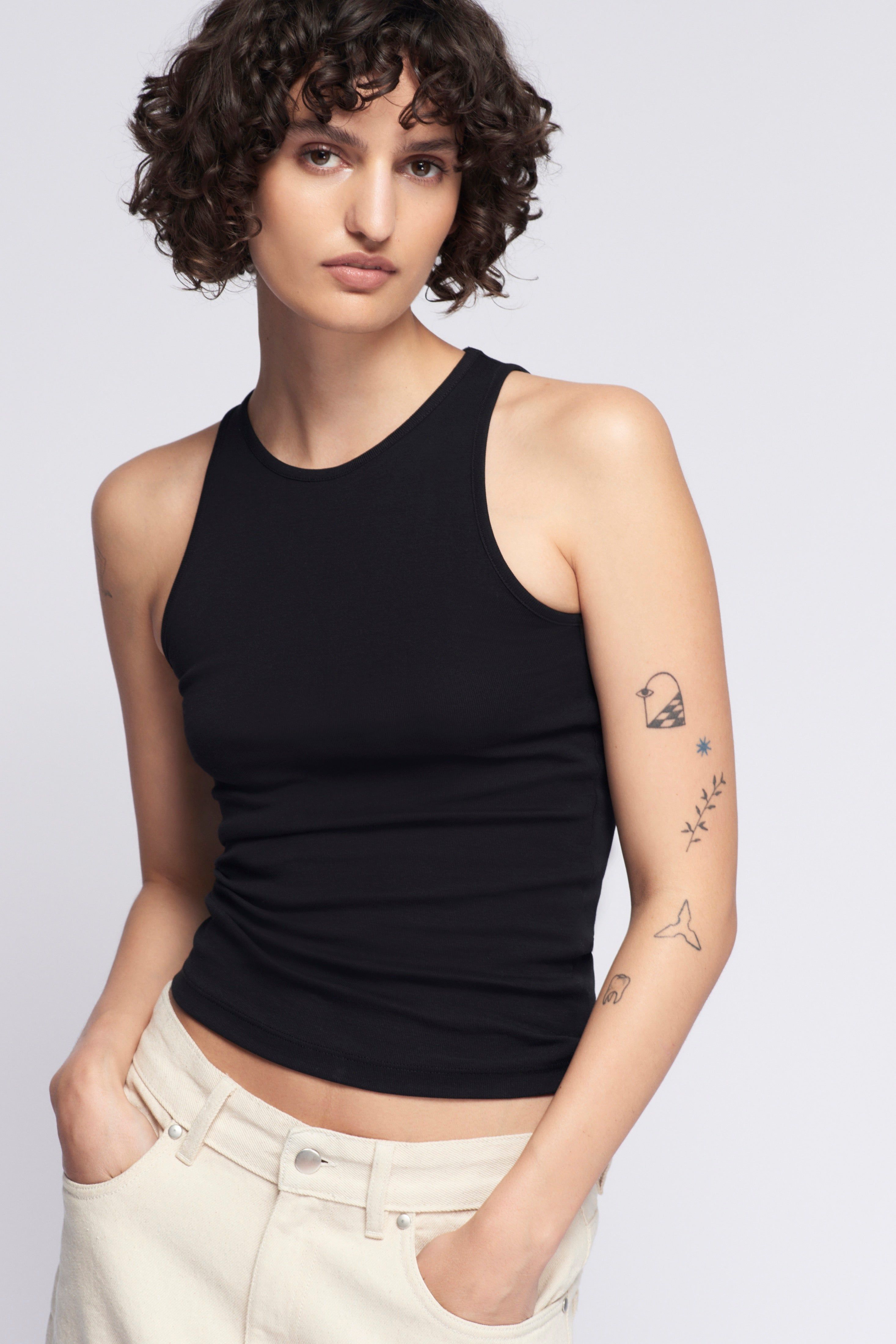 Women's High Neck Tank in Black sold by Kotn product image thumbnail 2