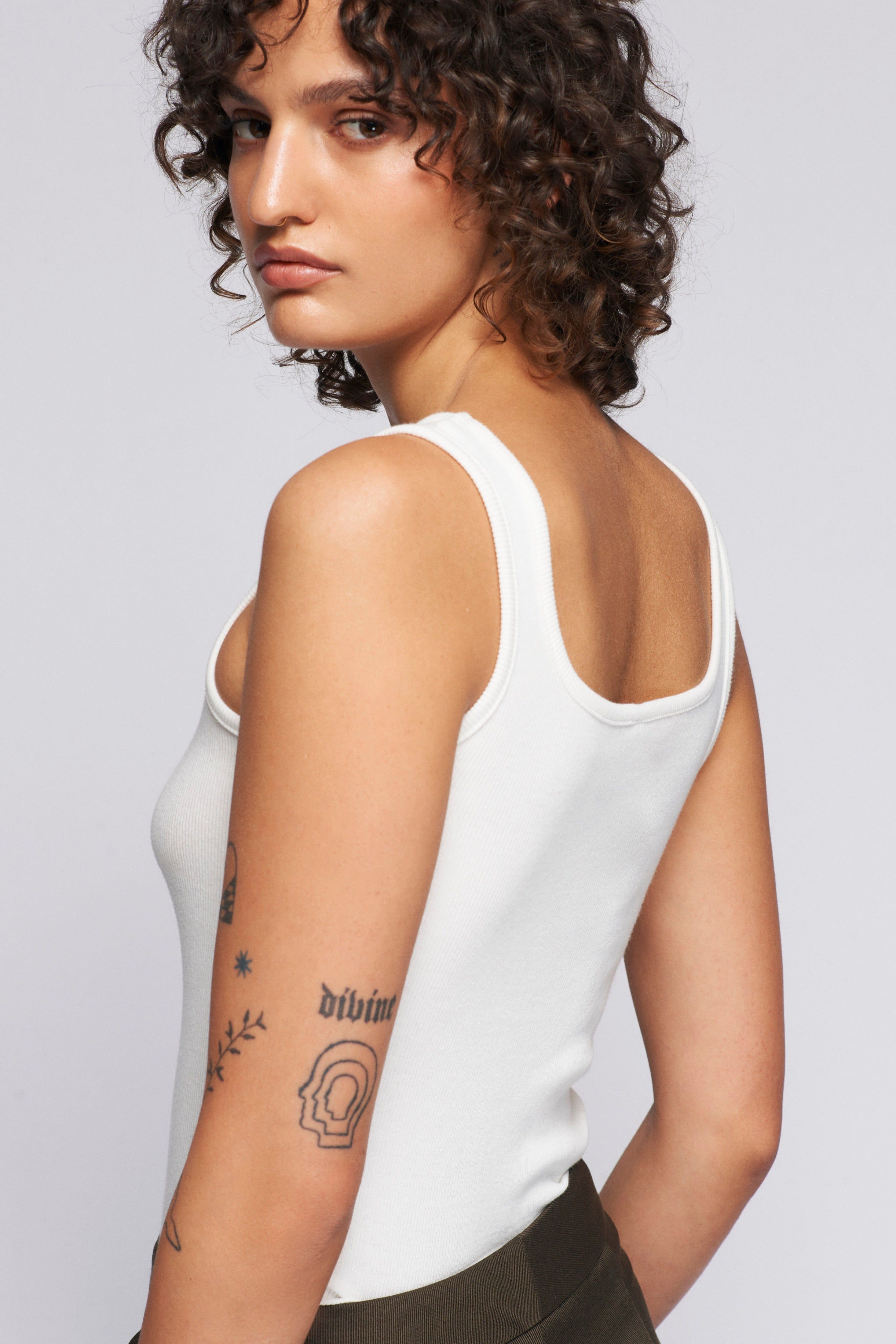 Women's Square Neck Tank in Marshmallow sold by Kotn product image thumbnail 3
