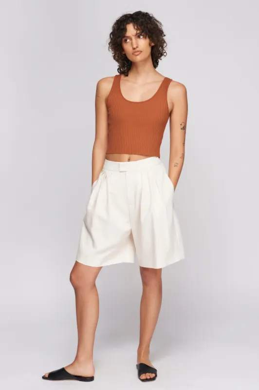 Women's Rib Crop Tank in Terracotta sold by Kotn