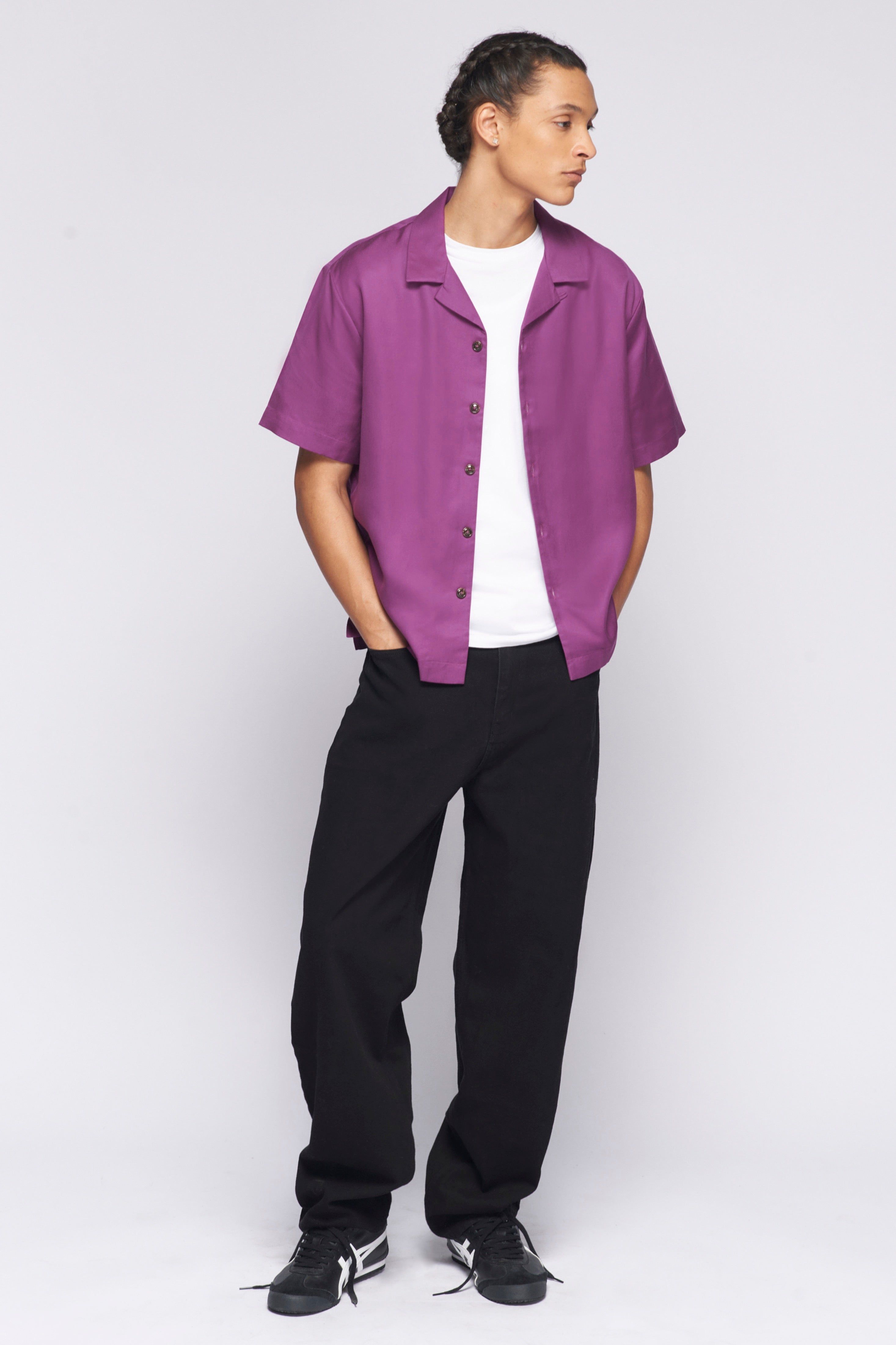 Camp Shirt in Violet sold by Kotn
