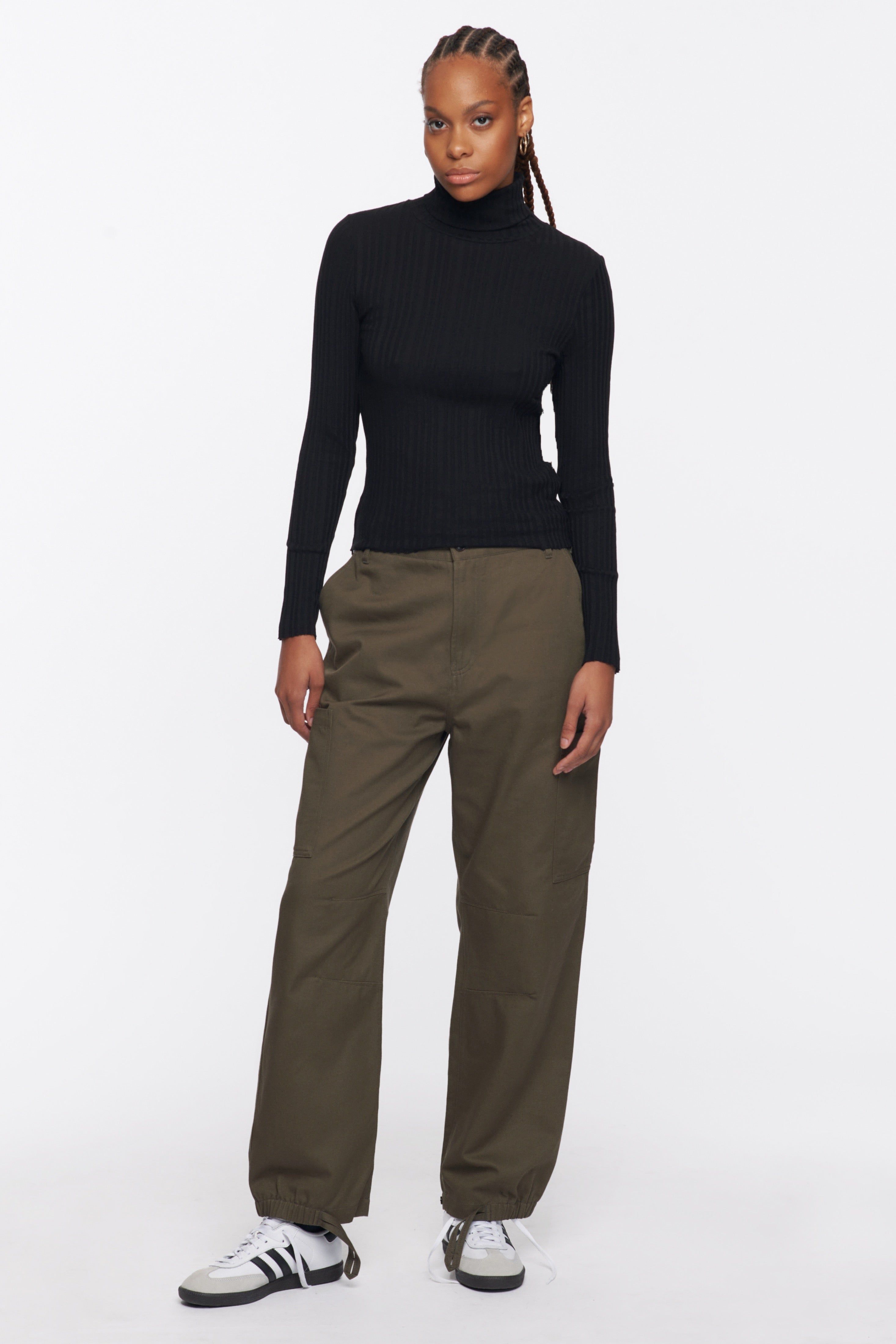 Women's Ribbed Turtleneck in Black sold by Kotn