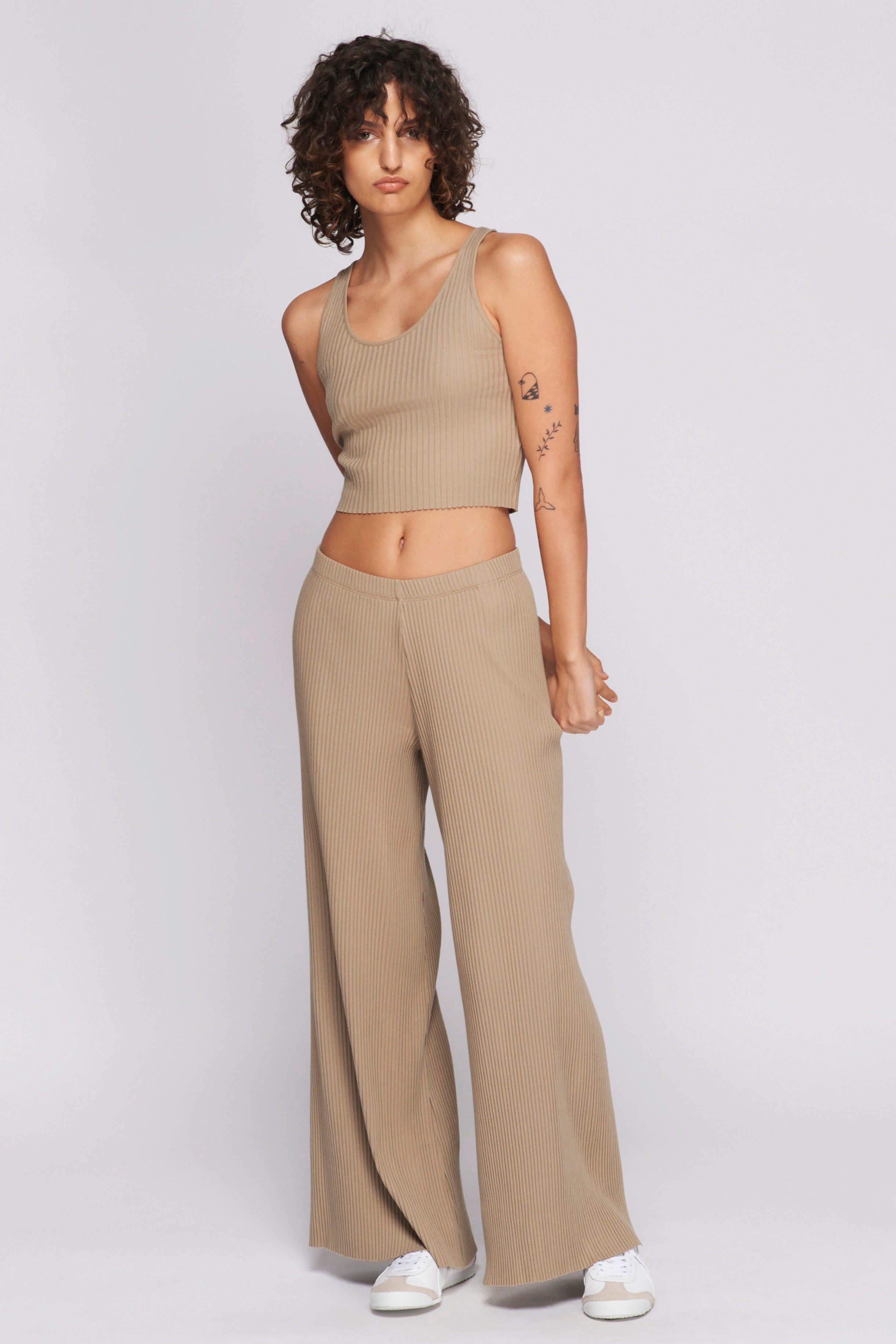 Women's Rib Crop Tank in Porcini sold by Kotn