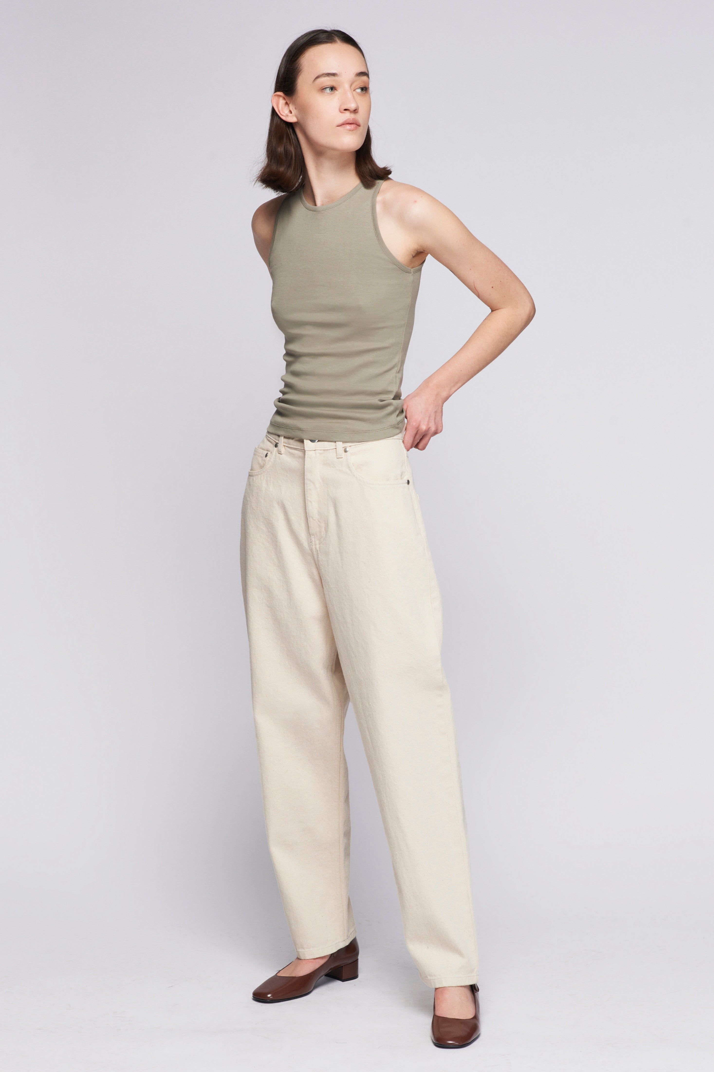 Women's High Neck Tank in Laurel Oak sold by Kotn