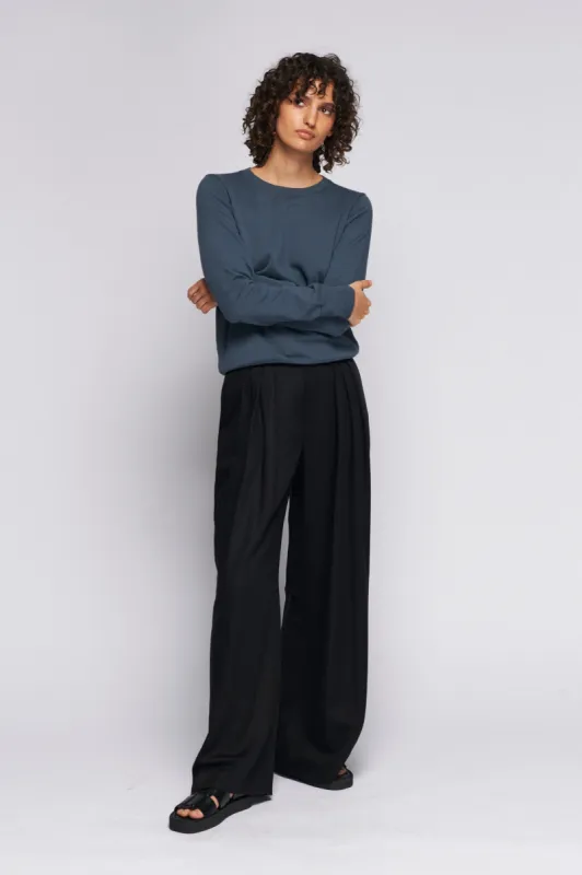 Women's Fine Knit Crewneck Sweater in Iron made by Kotn