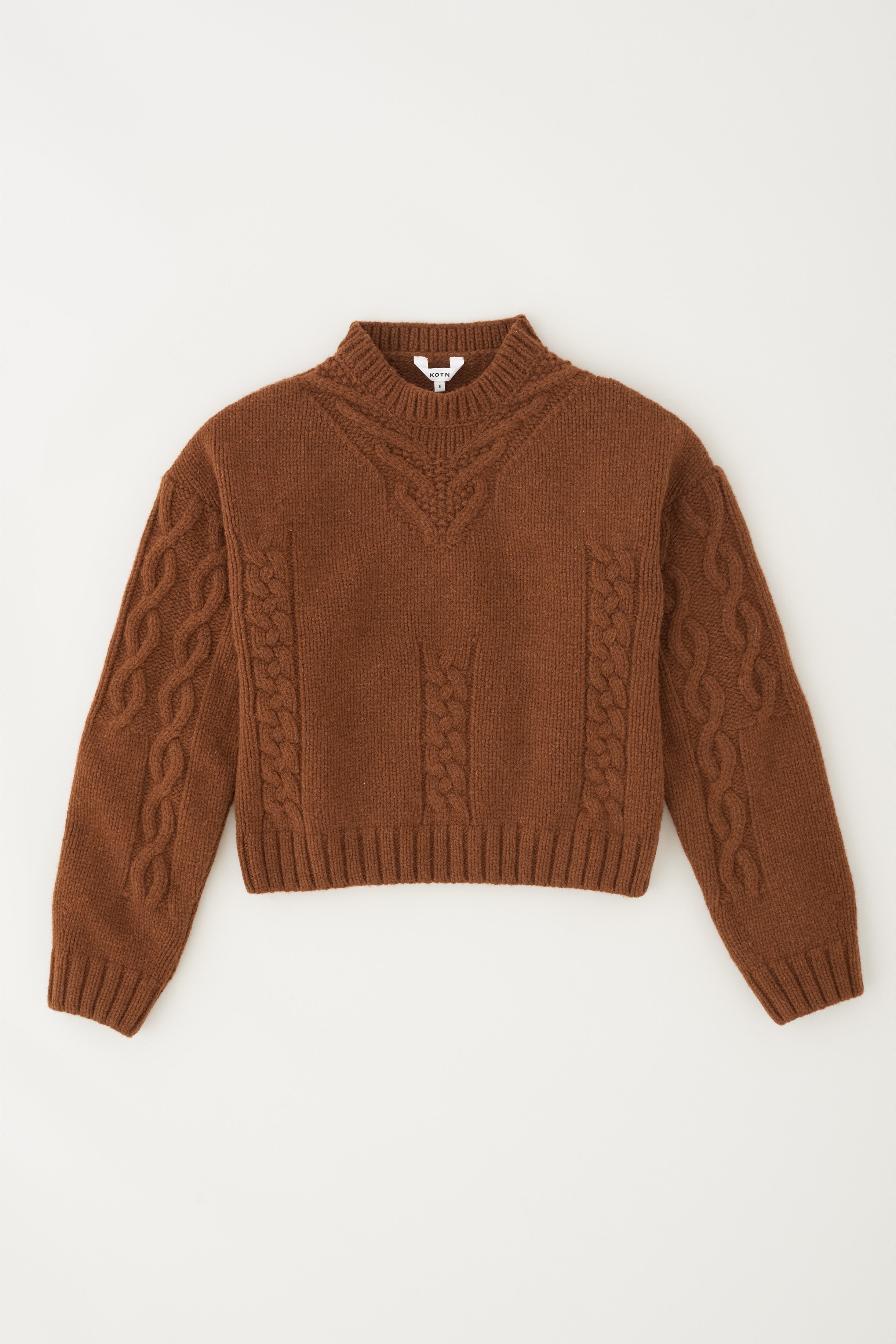 Women's Cropped Cable Sweater in Umber Melange sold by Kotn product image thumbnail 5