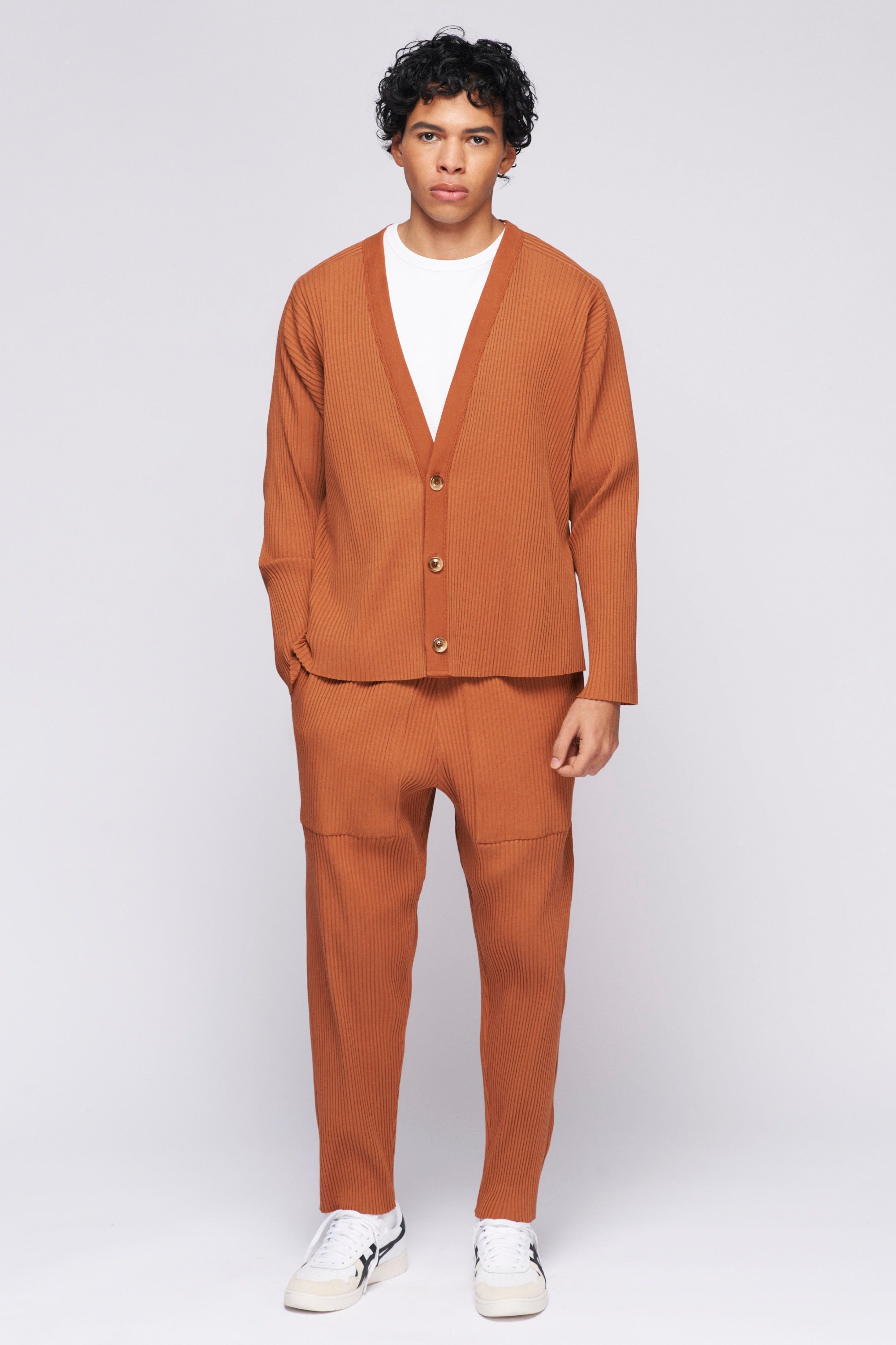 Unisex Rib Cardigan in Terracotta sold by Kotn product image thumbnail 2