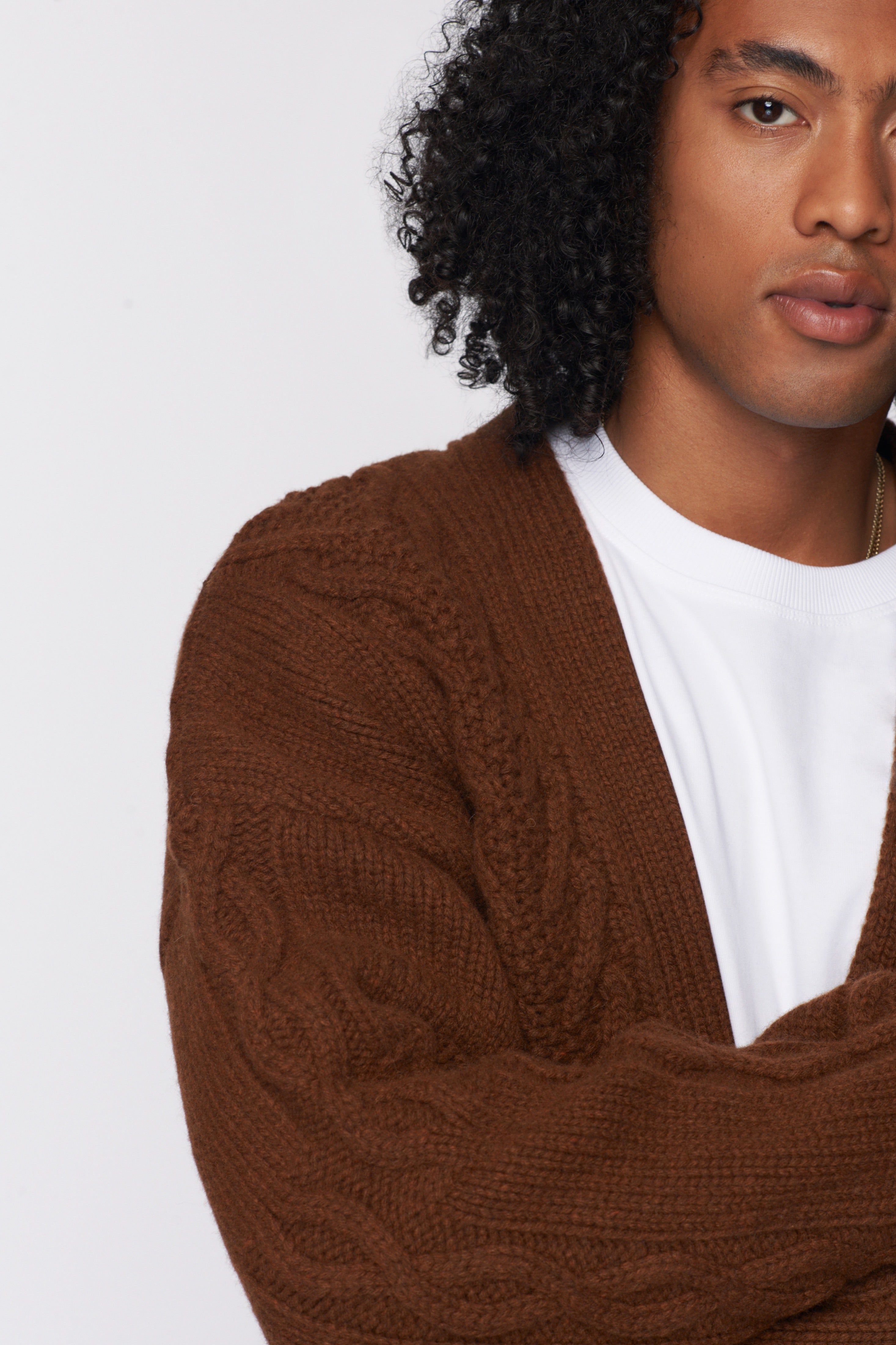 Men's Fisherman Cardigan in Umber Melange sold by Kotn product image thumbnail 4