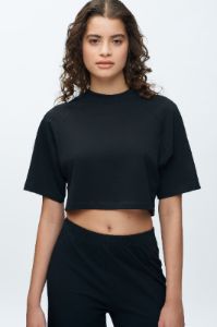 Women's Lounge Crop Top in Black sold by Kotn
