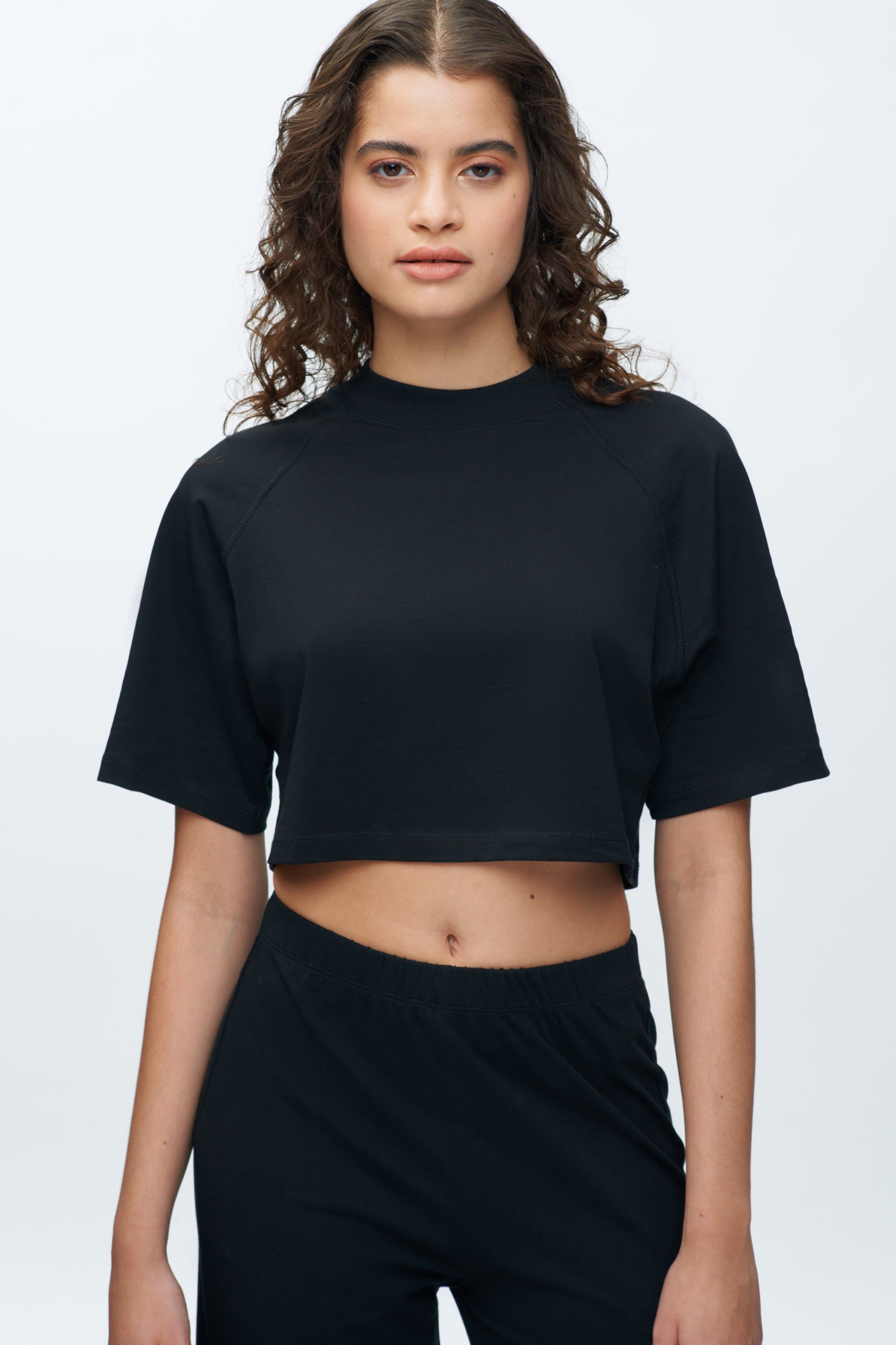 Women's Lounge Crop Top in Black sold by Kotn product image thumbnail 2