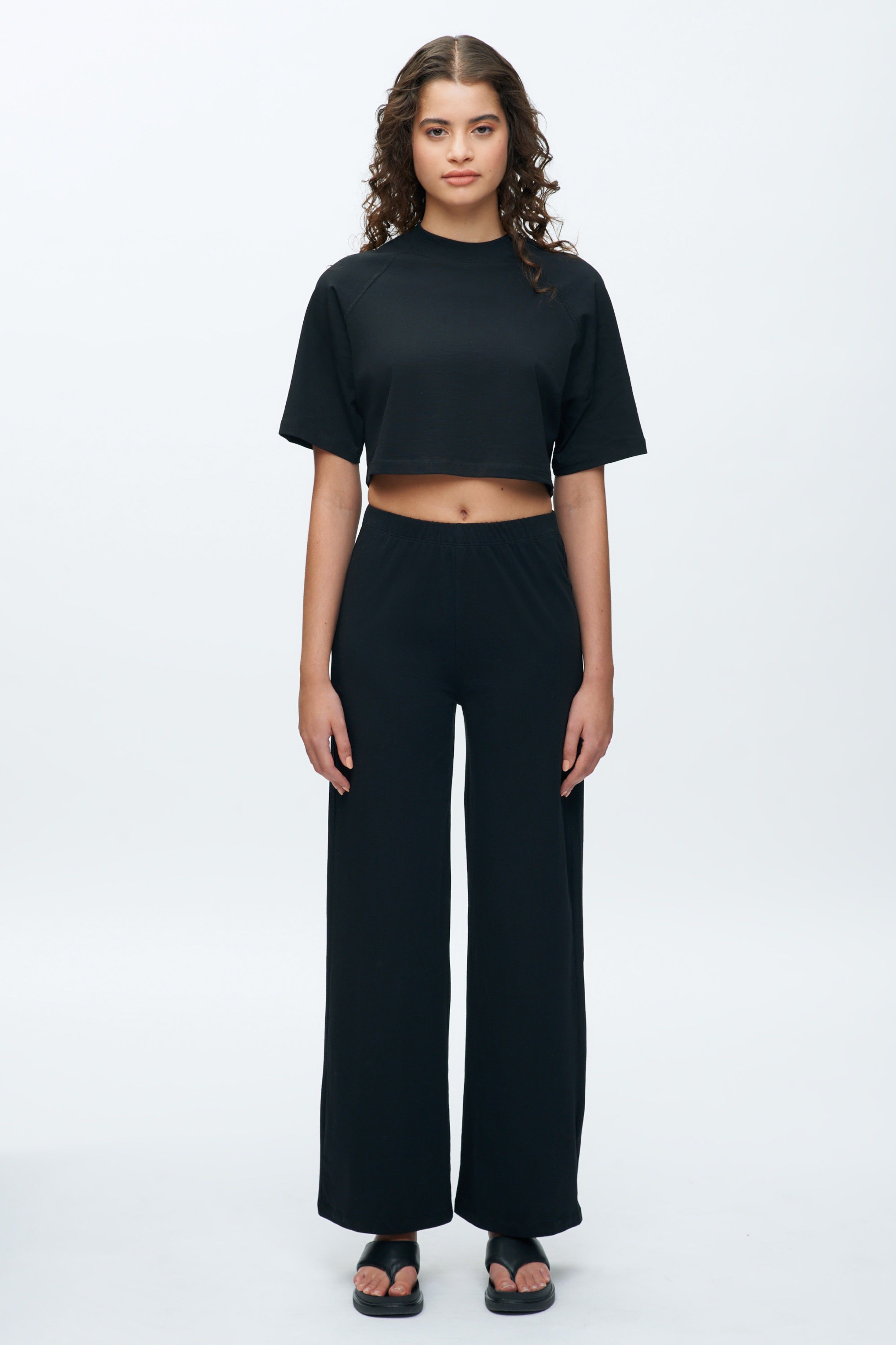 Women's Lounge Crop Top in Black sold by Kotn