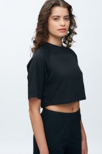 Women's Lounge Crop Top in Black sold by Kotn