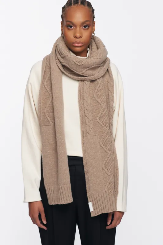 Cable Knit Scarf in Porcini Melange made by Kotn