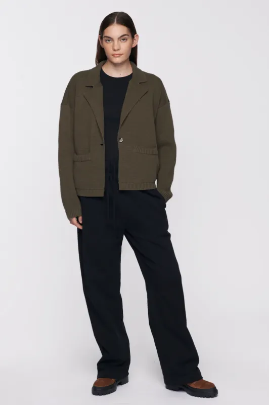 Women's Fine Knit Jacket in Dark Olive sold by Kotn