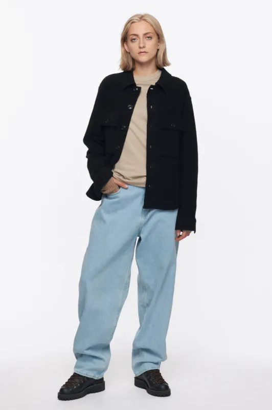 Unisex Reverse Fleece Shirt in Black sold by Kotn