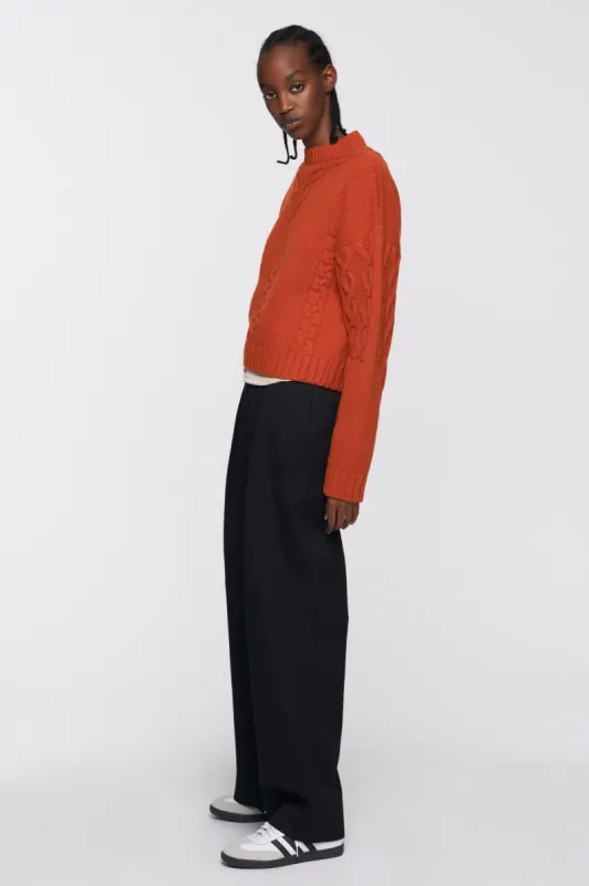 Women's Cropped Cable Sweater in Rust sold by Kotn