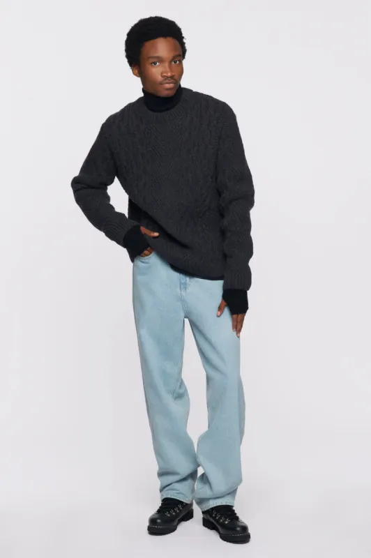 Men's Fisherman Sweater in Charcoal Melange sold by Kotn