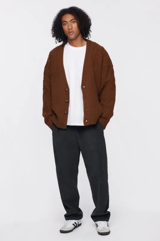 Men's Fisherman Cardigan in Umber Melange sold by Kotn