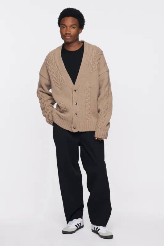 Men's Fisherman Cardigan in Porcini Melange sold by Kotn