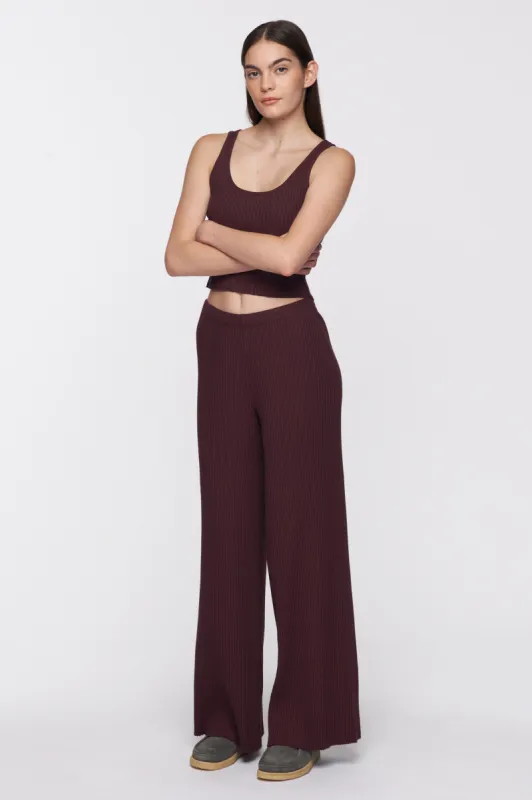 Women's Rib Pant in Cabernet made by Kotn