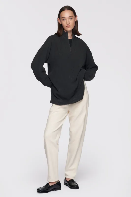 Women's Half-Zip Sweater in Charcoal Melange sold by Kotn