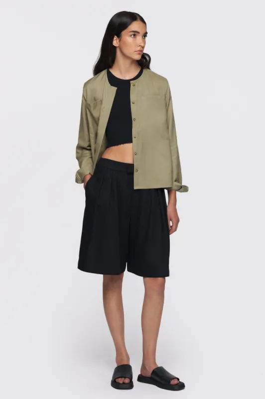 Women's Collarless Shirt in Fog sold by Kotn