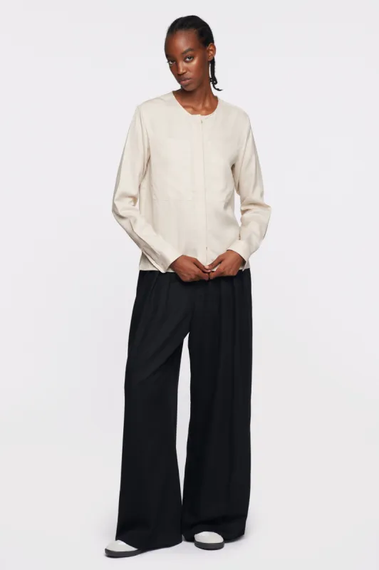 Women's Collarless Shirt in Pumice Stone sold by Kotn