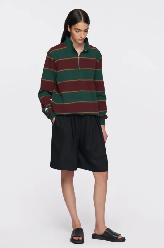 Men's Barbarian Rugby Half-zip Sweatshirt in Racing Green/Port Stripe sold by Kotn