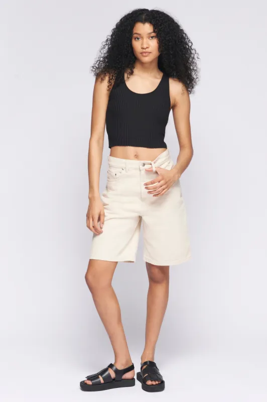 Women's Rib Crop Tank in Black sold by Kotn