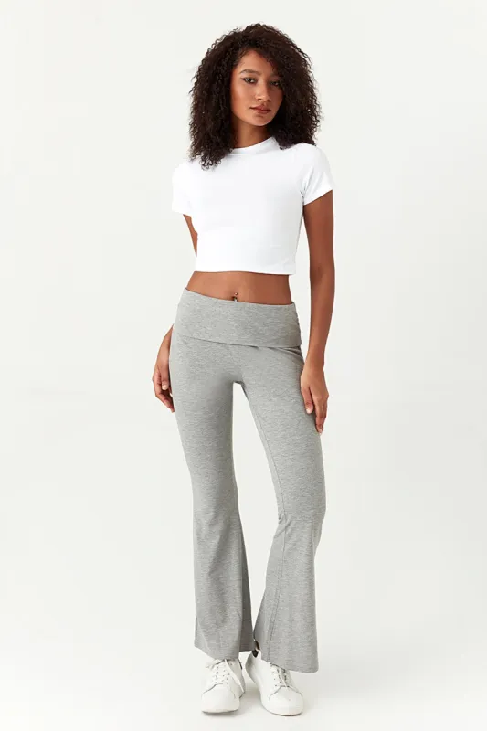 Grey Fold Waist Flares sold by Select Fashion