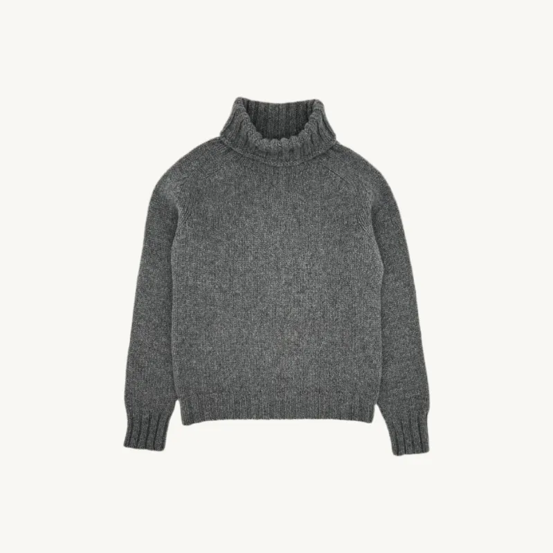 Big Softy Geelong Chunky Polo Neck Womens Jumper - Derby Grey sold by Bosie Knitwear