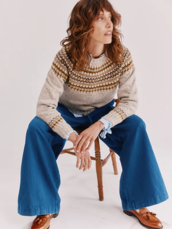 Islander Yoke Fair Isle Glenugie Nep Women's Sweater - Mull Natural made by Bosie Knitwear