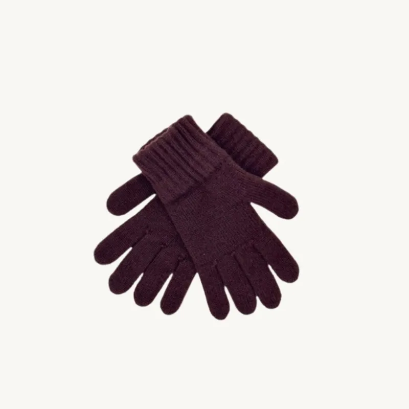 Womens 100% Cashmere Gloves - Cranberry sold by Bosie Knitwear