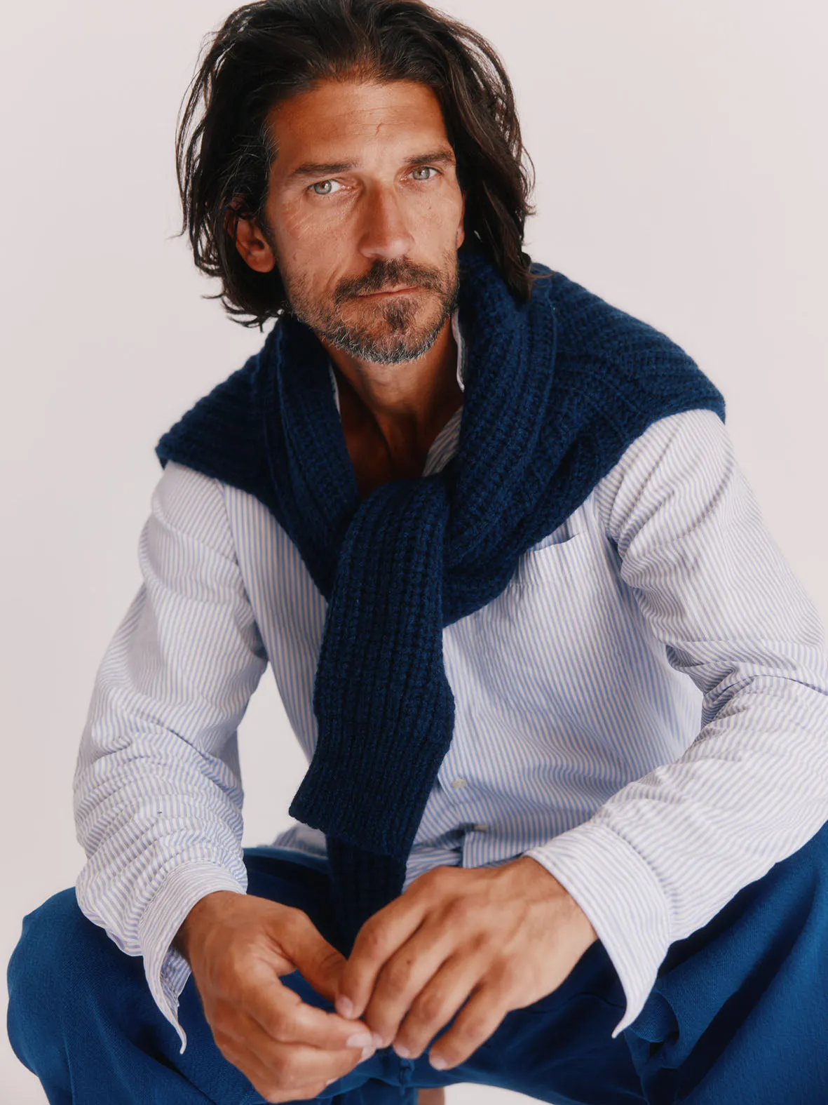 Blue Mogganer Fisherman Ribbed Raglan Chunky Geelong Sweater - Cosmos Navy sold by Bosie Knitwear product image thumbnail 3