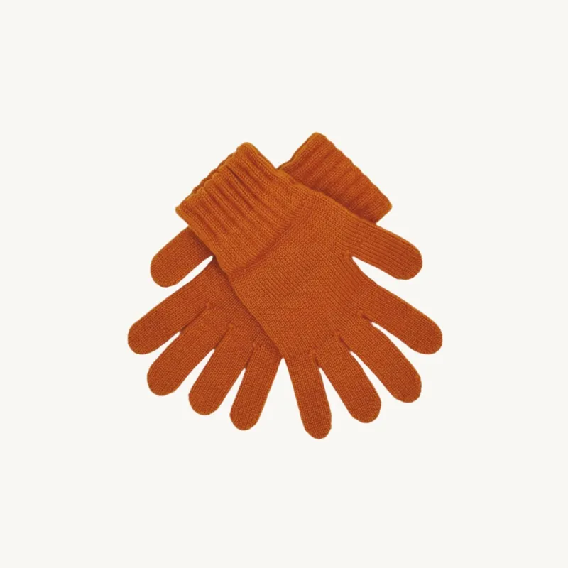 Womens 100% Cashmere Gloves - Devon Orange sold by Bosie Knitwear