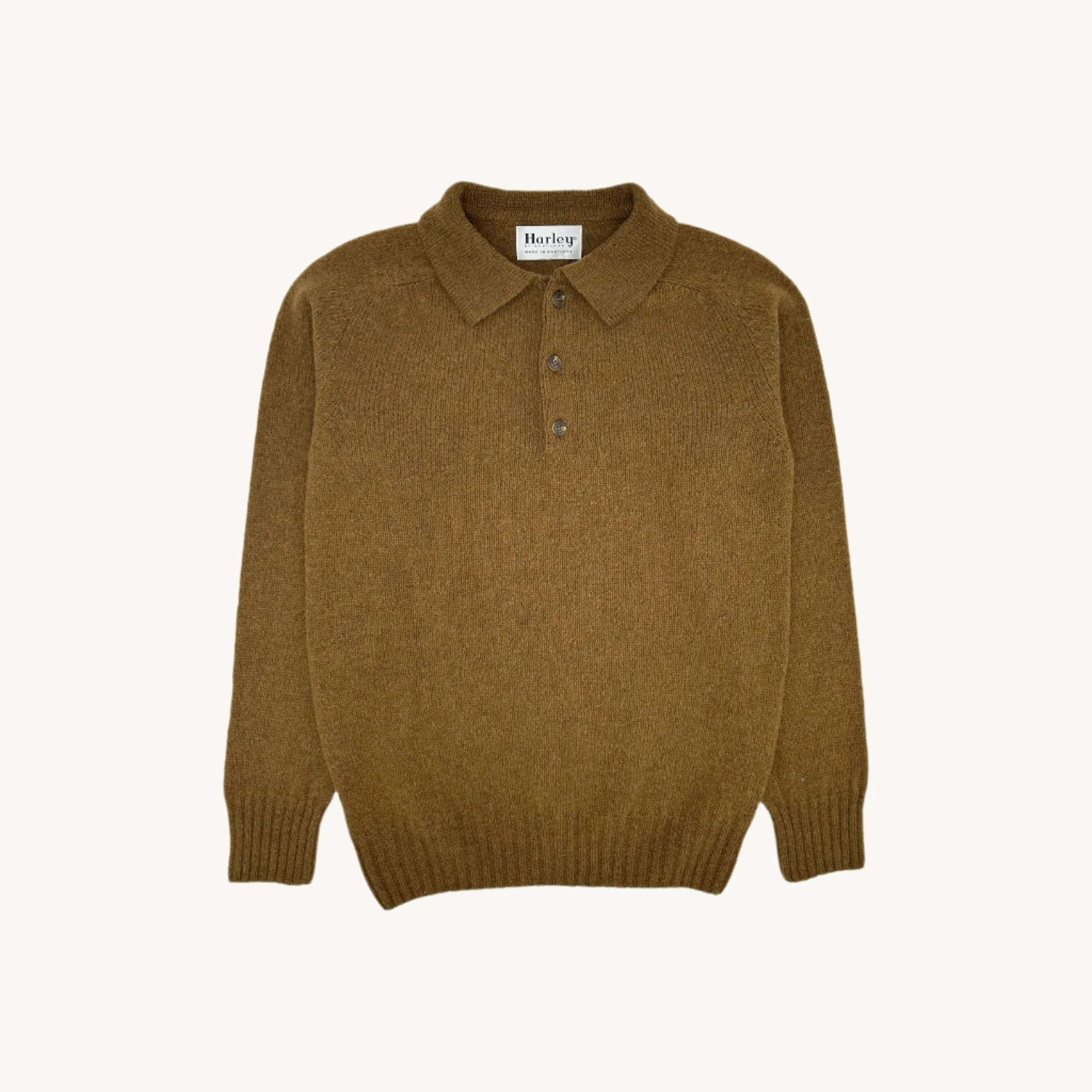 Harley of Scotland Mens Shetland Eton Collar Sweater - Walnut / Pecan Brown sold by Bosie Knitwear product image thumbnail 4