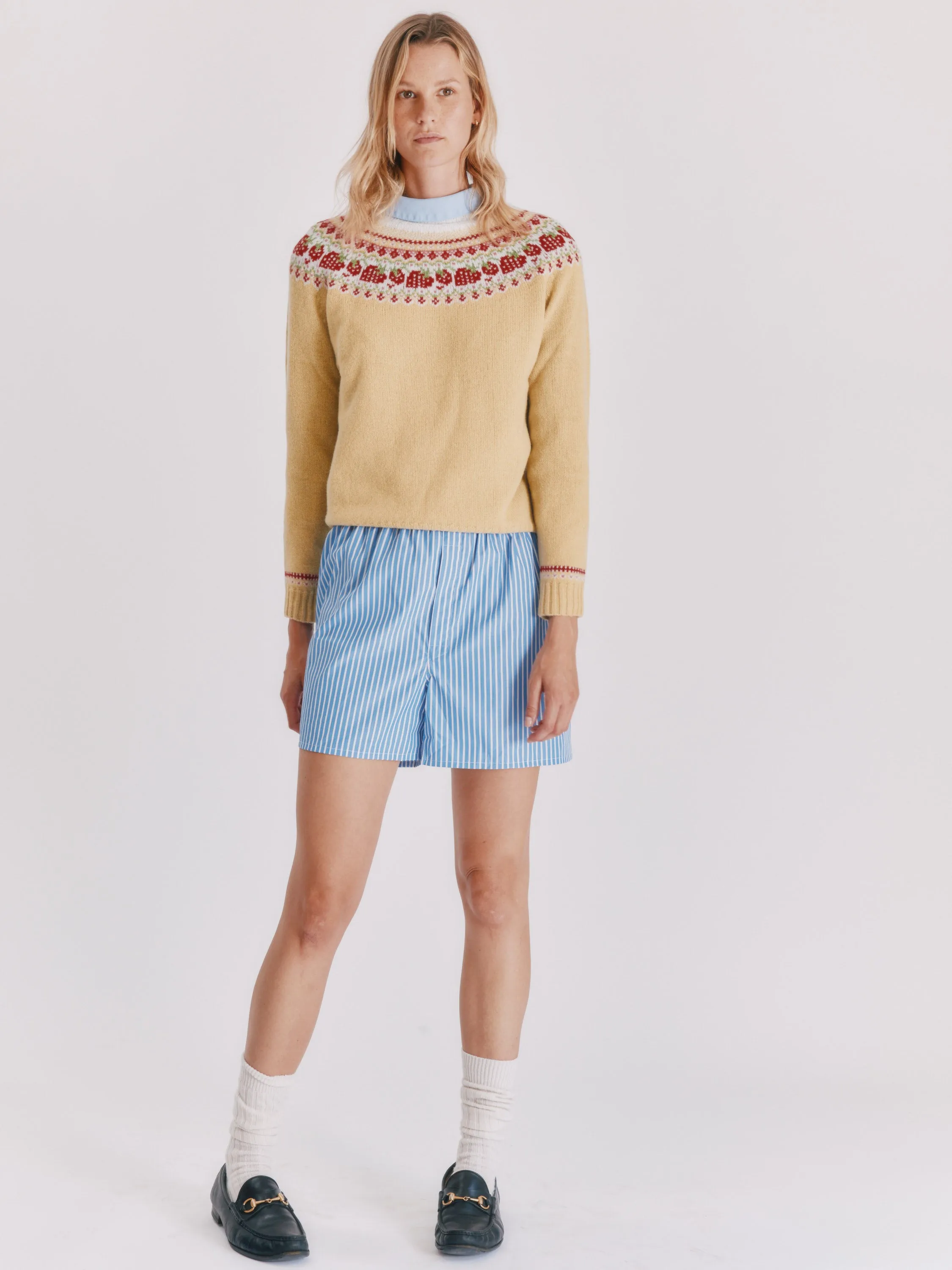 Strawberries Fair Isle Geelong Women's Sweater - Honey sold by Bosie Knitwear product image thumbnail 2