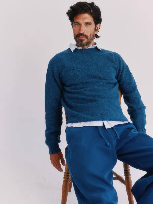 Blue Mogganer Helmsman Glenugie Nep Sweater - Soay Blue made by Bosie Knitwear
