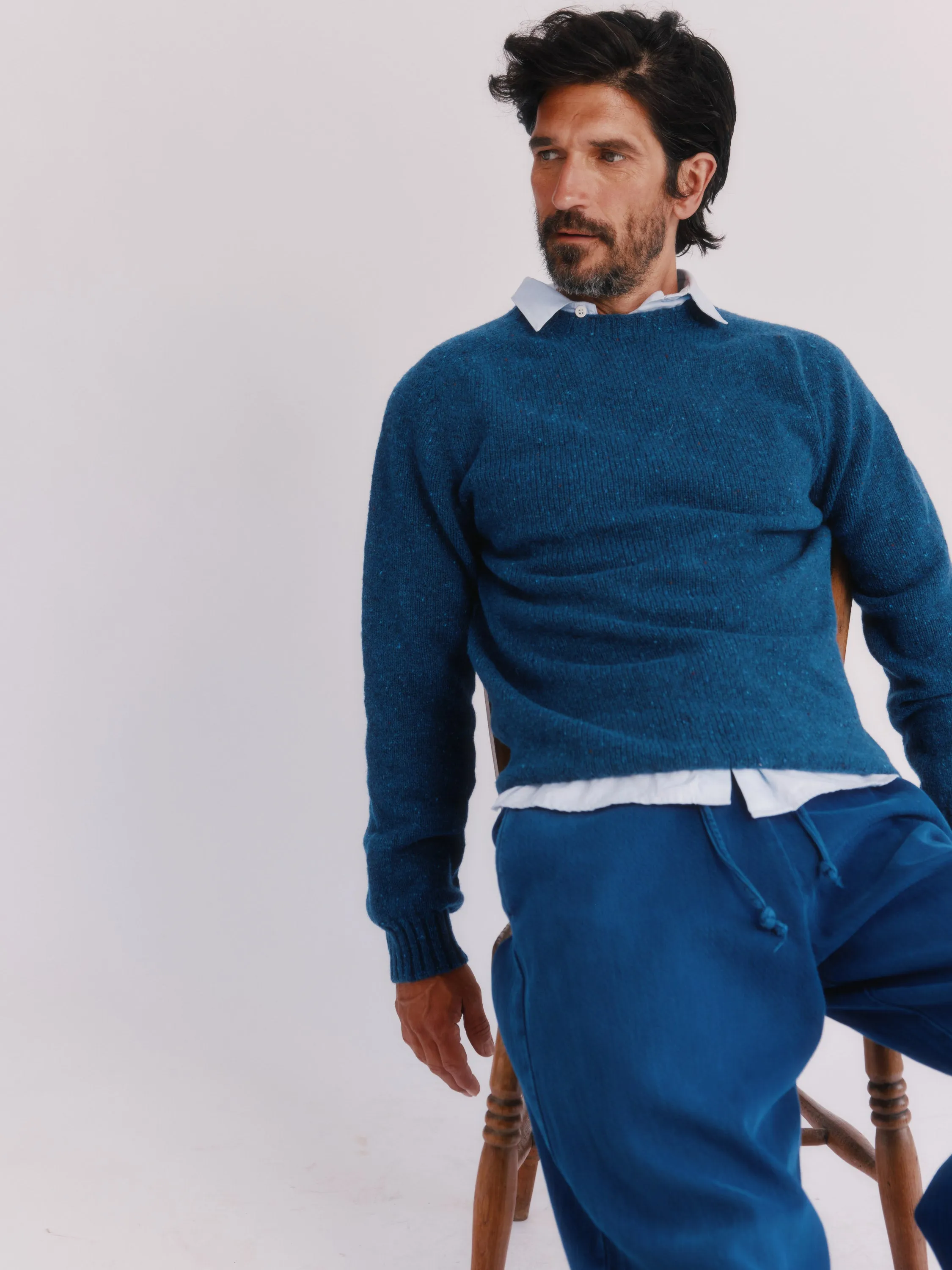 Blue Mogganer Helmsman Glenugie Nep Sweater - Soay Blue sold by Bosie Knitwear product image thumbnail 4