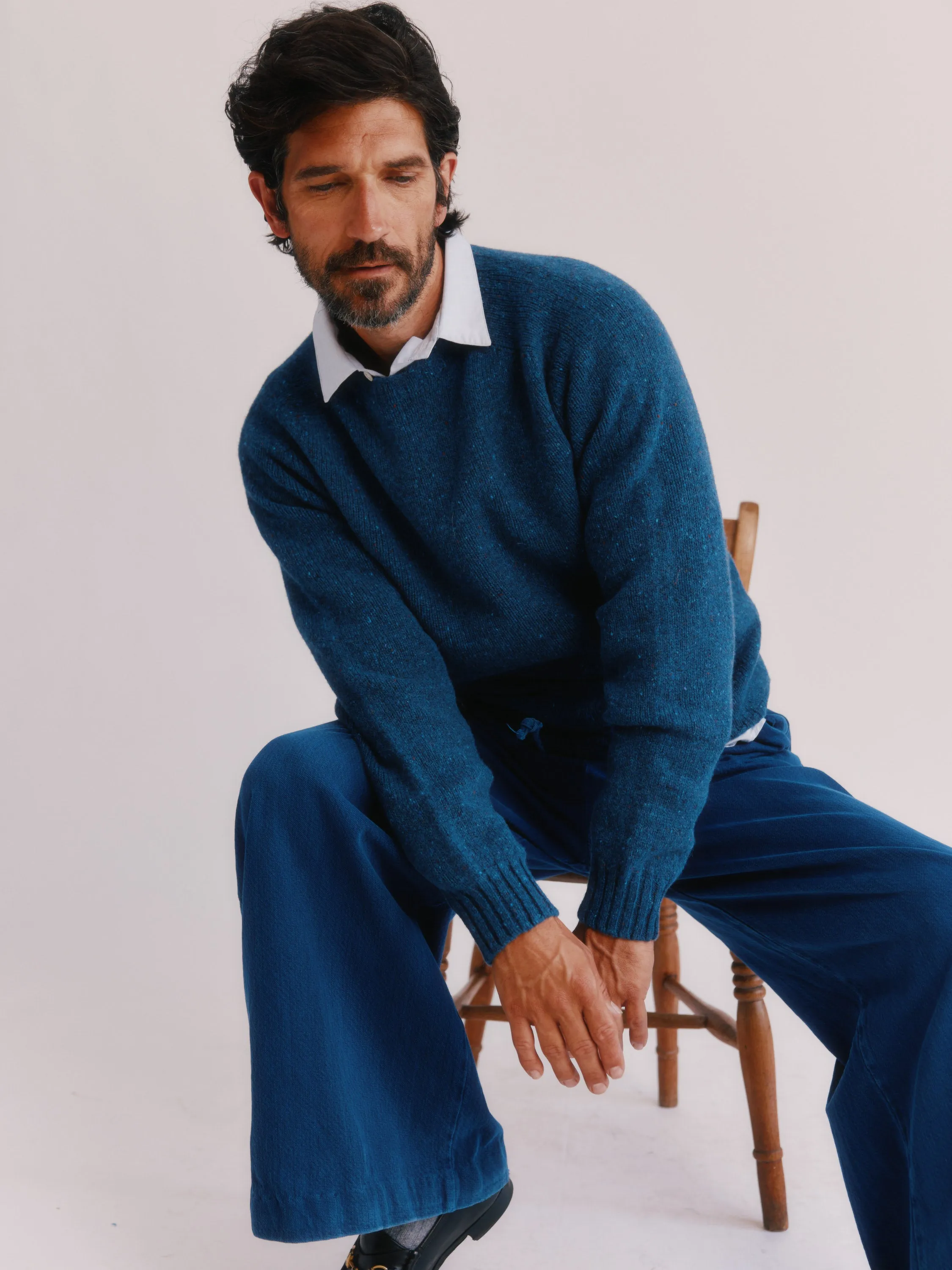 Blue Mogganer Helmsman Glenugie Nep Sweater - Soay Blue sold by Bosie Knitwear product image thumbnail 3