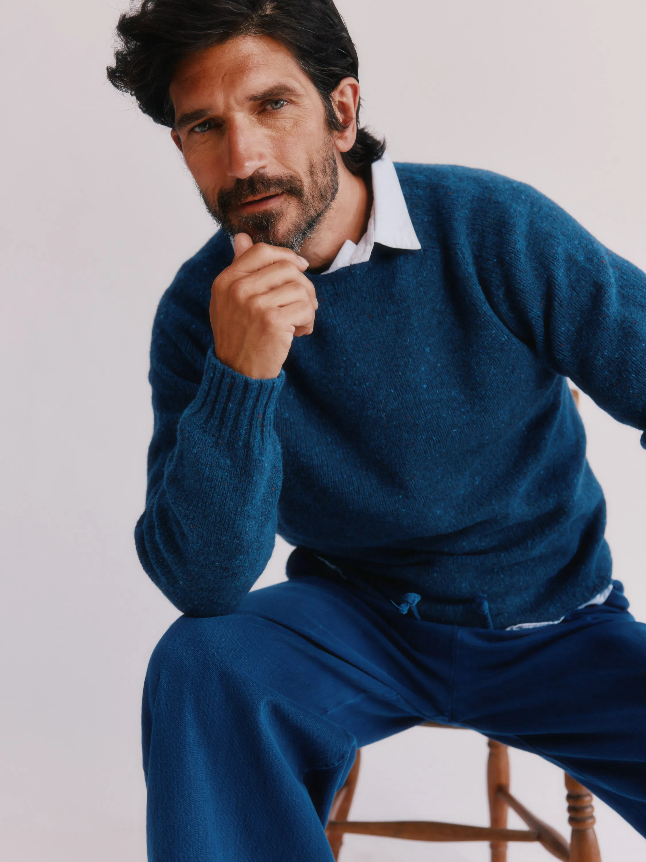 Blue Mogganer Helmsman Glenugie Nep Sweater - Soay Blue sold by Bosie Knitwear product image thumbnail 2