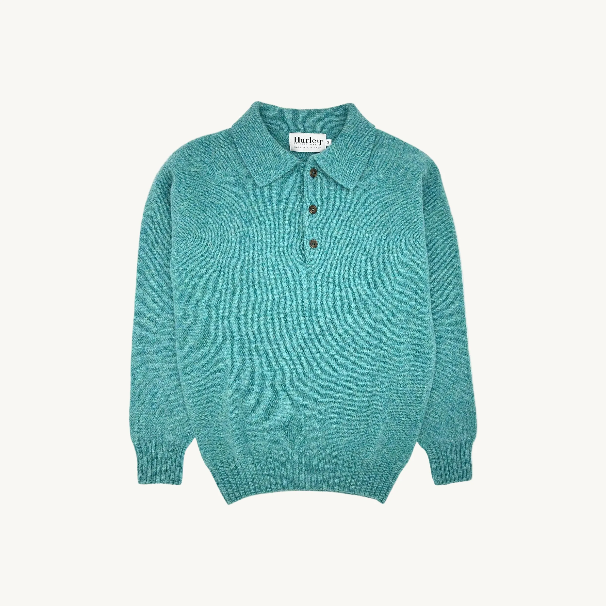 Harley of Scotland Mens Shetland Eton Collar Sweater - Hummingbird / Marble Gemstone sold by Bosie Knitwear product image thumbnail 2