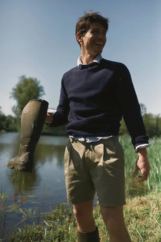 Blue Mogganer Helmsman Glenugie Nep Sweater - Jura Navy made by Bosie Knitwear