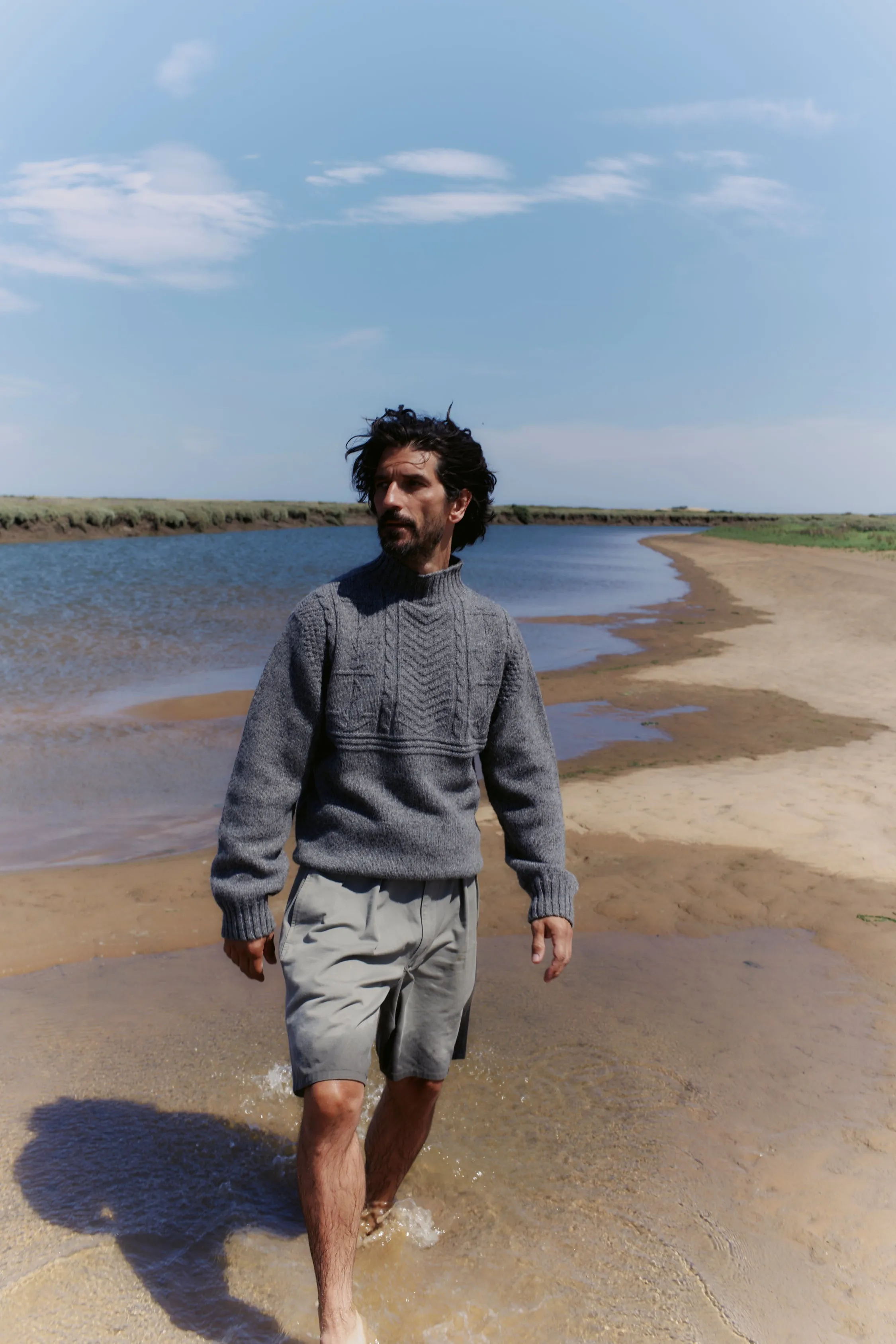 Blue Mogganer Ganjey Heritage British Breed Gansey Sweater - Poplar Grey sold by Bosie Knitwear product image thumbnail 5