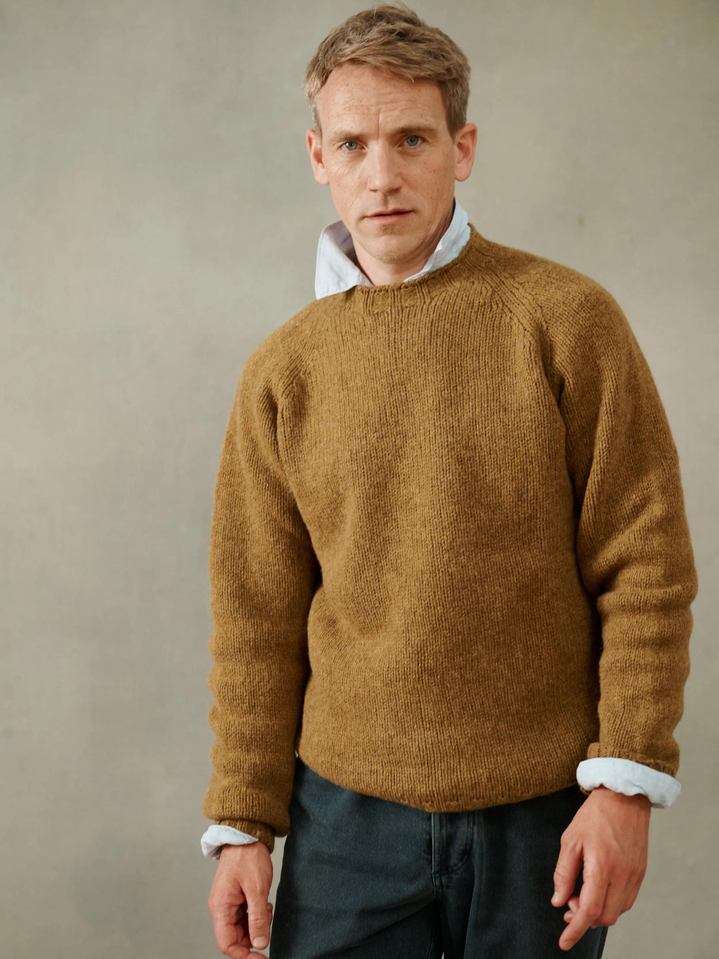 Blue Mogganer North Sea Chunky Seamless Supersoft Shetland Sweater - Asparagus sold by Bosie Knitwear product image thumbnail 3