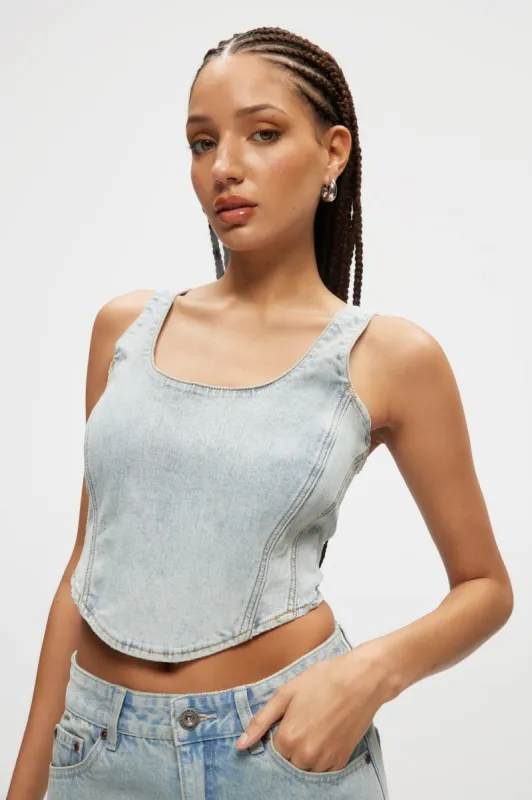 Denim Bustier sold by Kuwallatee